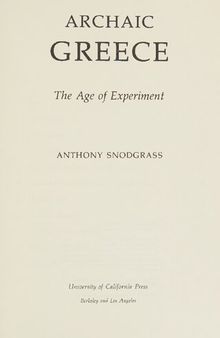 Archaic Greece: the age of experiment