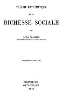 Théorie mathématique de la richesse sociale
