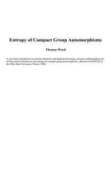 Entropy of compact group automorphisms