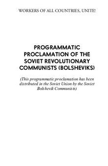Programmatic Proclamation of the Soviet Revolutionary Communists (Bolsheviks)