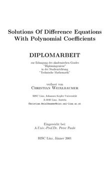 Solutions Of Difference Equations With Polynomial Coefficients