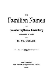Die Familien-Namen des Grossherzogthums Luxemburg