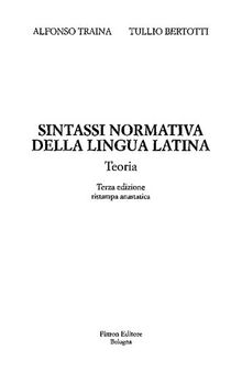 Sintassi normativa della lingua latina: Teoria