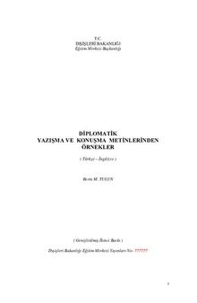 Diplomatik Konuşma ve Yazışma Metinlerinden Örnekler