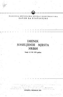 Imenik naseljenih mjesta NRBiH: stanje 12 VII 1955 godine