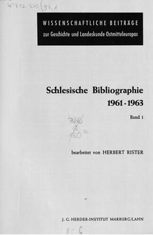 Schlesische Bibliographie 1961-1963