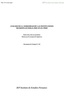 Análisis de la morosidad de las instituciones microfinancieras (IMF) en el Perú