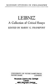 Leibniz : a collection of critical essays