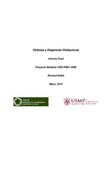 Pobreza y Dispersión Poblacional (Perú). Informe Final