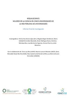 4EQUALSCIENCE: Mujeres en la ciencia en cinco universidades de la Red Peruana de Universidades (RPU). Informe Final de Investigación