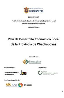 Plan de Desarrollo Económico Local de la Provincia de Chachapoyas (Amazonas, Perú)