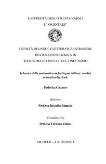 Il lessico della matematica nella lingua italiana: analisi semantico-lessicale