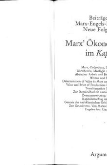 Marx' Ökonomiekritik im Kapital (-partial uploaded-)