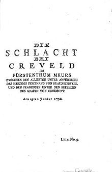 Die Schlacht bei Creveld [Krefeld] im Fürstentum Meurs [Mörs] ... den 23ten Juni 1758