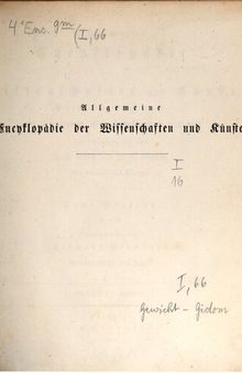Allgemeine Encyclopädie der Wissenschaften und Künste in alphabetischer Folge / Gewicht bis Gidom