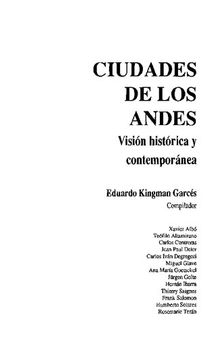 Ciudades de los Andes. Visión histórica y contemporánea