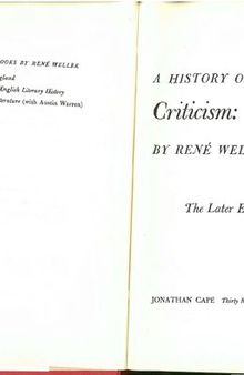 A History of Modern Criticism Vol.1: The Later Eighteenth Century
