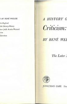 A History of Modern Criticism Vol.4: The Later Nineteenth Century