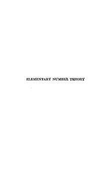 Elementary Number Theory