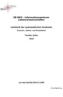 Lehrbuch der systematischen Anatomie - KNOCHEN - , GELENK - UND MUSKELLEHRE