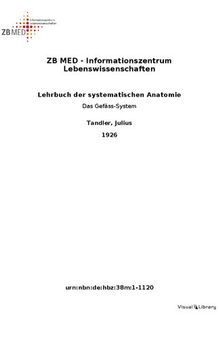 Lehrbuch der systematischen Anatomie - DAS GEFÄSS - SYSTEM