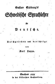 Gustav Sjöborg's Schwedische Sprachlehre für Deutsche