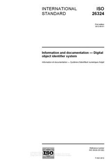 ISO 26324:2012, Information and documentation — Digital object identifier system