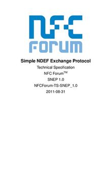 Simple NDEF Exchange Protocol (SNEP) Technical Specification
