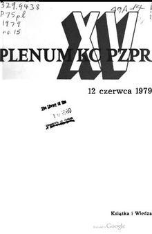 XV Plenum KC PZPR 12 czerwca 1979