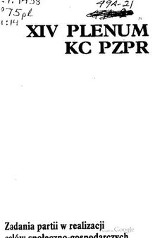 XIV Plenum KC PZPR 18-19 listopada 1983 r. Zadania partii w realizacji celów społeczno-gospodarczych