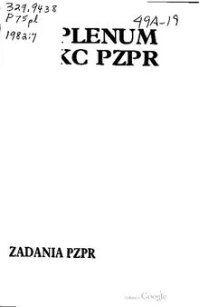VII Plenum KC PZPR 24—25 lutego 1982 r. Zadania PZPR