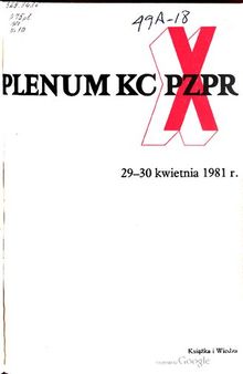 X Plenum KC PZPR 29—30 kwietnia 1981 r.