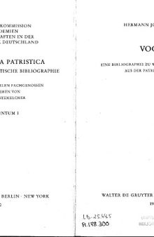 Voces : eine Bibliographie zu Wörtern und Begriffen aus der Patristik ; (1918-1978)