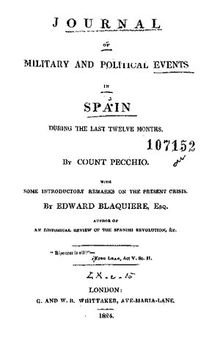 Journal of Military and Political Events in Spain During the Last Twelve Months