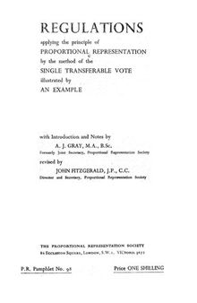 Regulations applying the principle of proportional representation by the method of the single transferable vote illstrated by an example