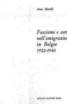 Fascismo e antifascismo nell'emigrazione italiana in Belgio (1922-1940)