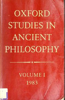 Oxford Studies in Ancient Philosophy: Volume I