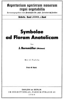 Symbolae ad Floram Anatolicam.