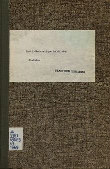 Parti démocratique de Guinée P. D. G. Statuts