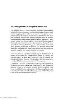 The Cambridge Handbook of Cognition and Education