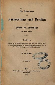 Die Operationen der Hannoveraner und Preußen und die Schlacht bei Langensalza im Juni 1866