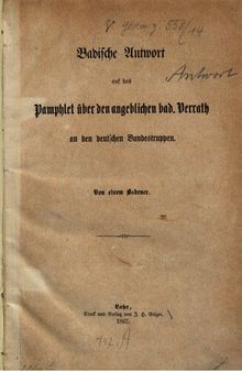 Badische Antwort auf das Pamphlet über den angeblichen bad. Verrat an den deutschen Bundestruppen