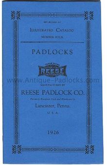 Reese Padlock Co. - Illustrated Padlocks Catalog No. 4