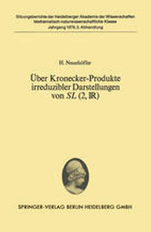 Über Kronecker-Produkte irreduzibler Darstellungen von SL (2, ℝ): Vorgelegt in der Sitzung vom 22. April 1978