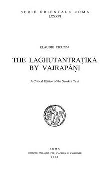 The Laghutantratika by Vajrapani: A Critical Edition of the Sanskrit Text