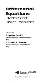 Differential Equations: Inverse and Direct Problems