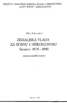 Zemaljska vlada za Bosnu i Hercegovinu, Sarajevo 1878-1890 : sumarno-analitički inventar