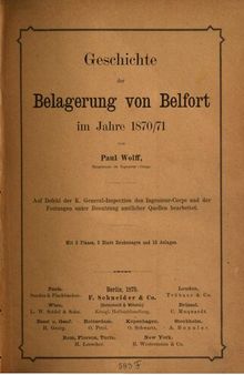 Geschichte der Belagerung von Belfort im Jahre 1870/71