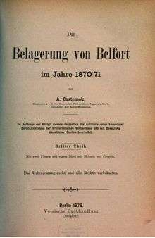 Die Belagerung von Belfort im Jahre 1870/71