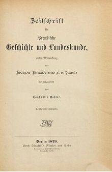 Zeitschrift für preussische Geschichte und Landeskunde